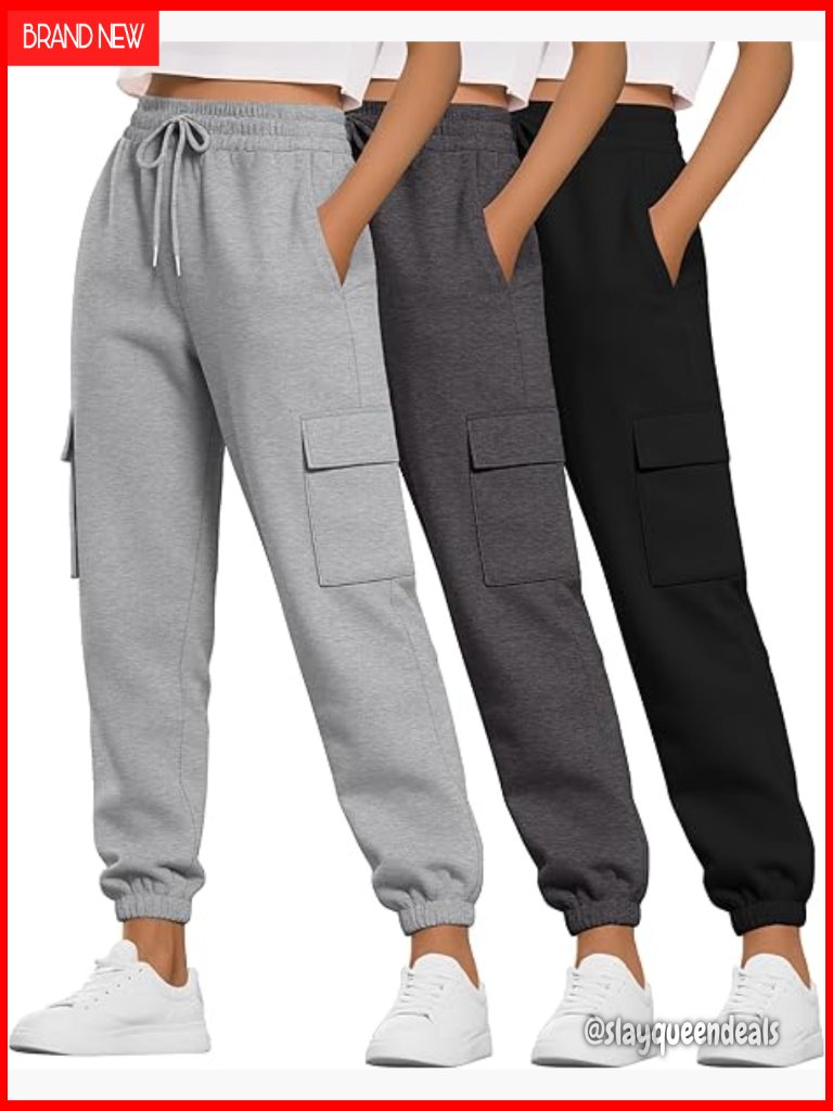 High Waist Cargo Sweatpants Joggers Active Workout Pants With Pockets